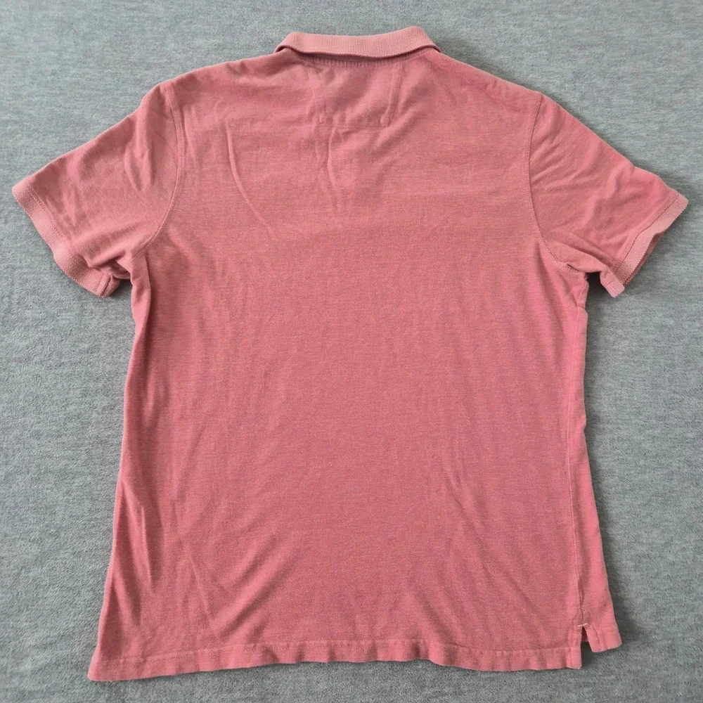 Banana Republic Mens XL Salmon Pink Pique Polo Shirt Elephant Logo Short Sleeve